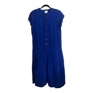 Vintage Silkage NY Cobalt blue dress 100% silk 14